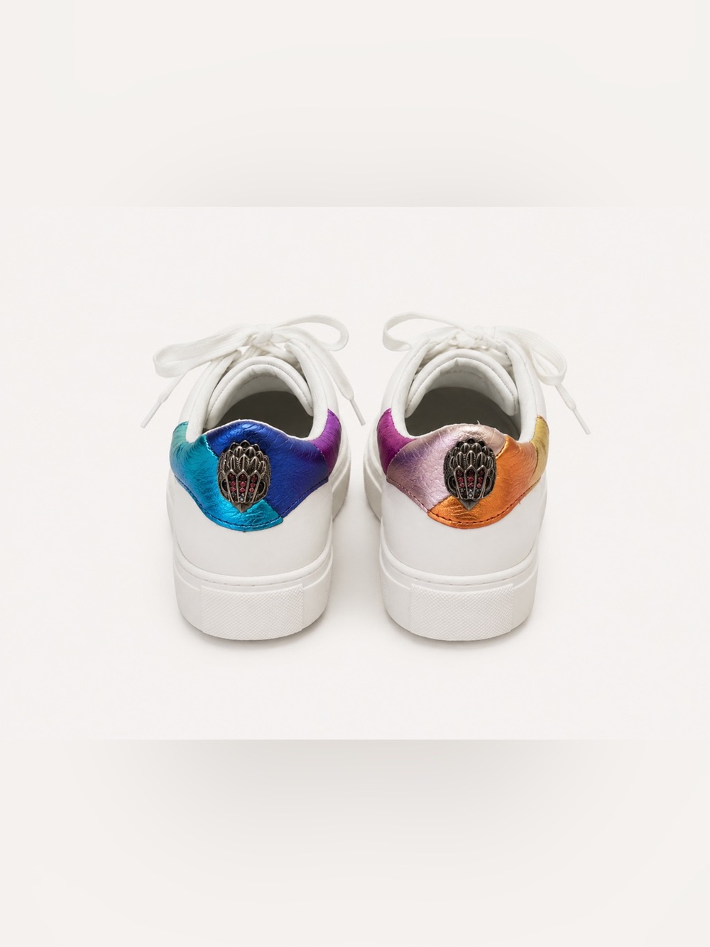 Kurt Geiger London Platform Sneakers Rainbow Metallic Leather White Size 37